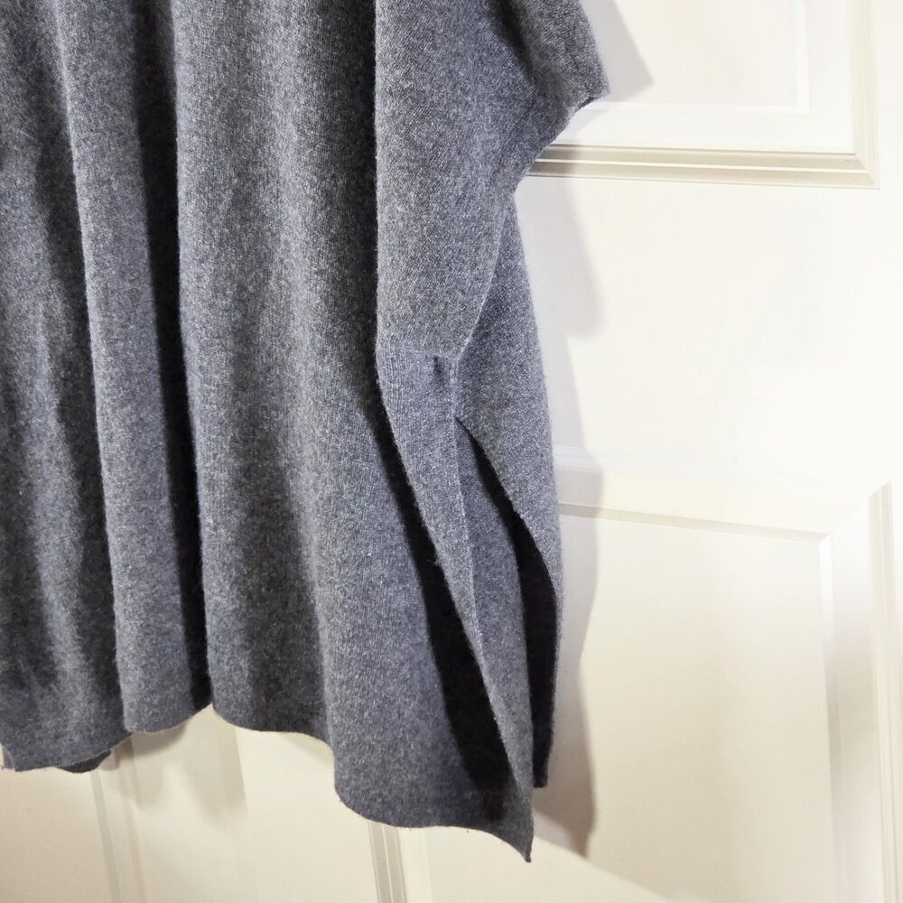 Nordstrom Women Gray Cashmere Poncho Cardigan Open Front Oversized Pockets - Picture 6 of 12